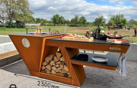 Cortenový gril s oceľovou platňou KEDAR Gravidus