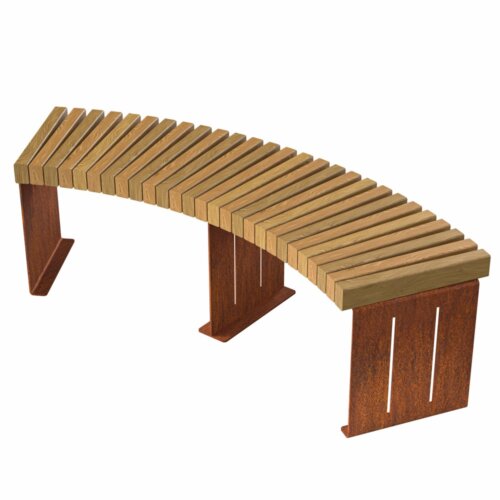 Lavice z cortenu a akátu - kruhová